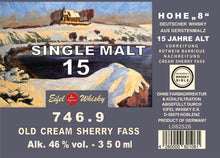 Lade das Bild in den Galerie-Viewer, 23 - 746.9 EIFEL WHISKY SINGLE MALT "Old Cream Sherry Cask" (15 Jahre) 350 ML - 46,0%VA
