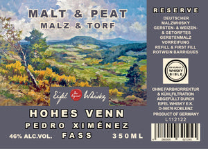 11 - EIFEL WHISKY MALT & PEAT Reserve "Hohes Venn" "P.X. Cask" 350 ML - 48,5%VA