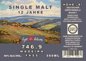 20 - 746.9 EIFEL WHISKY SINGLE MALT "Madeira Cask" (12 Jahre) 350 ML - 47,2%VA